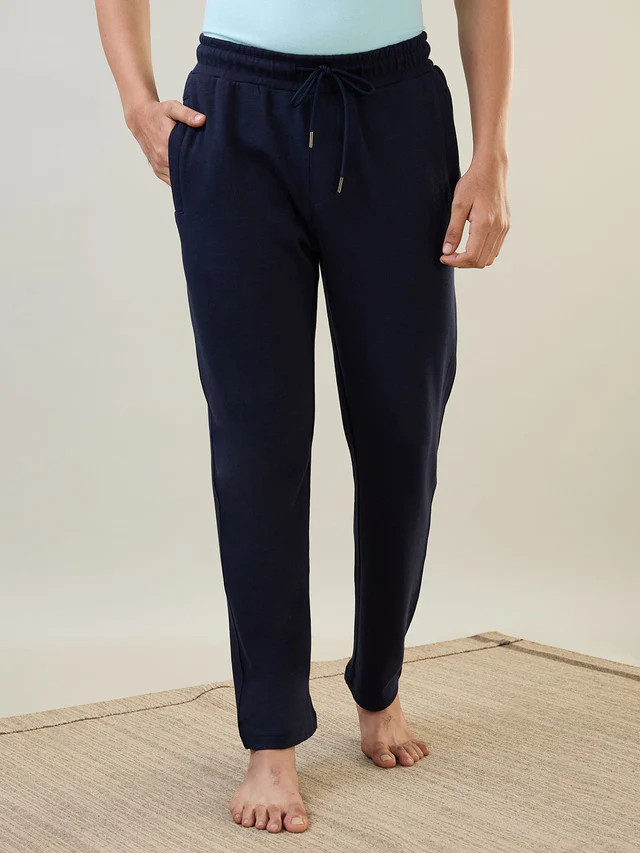 Sleepz Men Blue Solid Regular Fit Cotton Blend Trackpant - Image 3