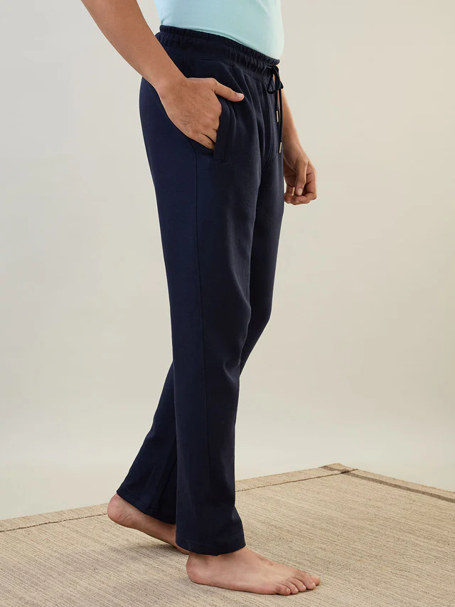 Sleepz Men Blue Solid Regular Fit Cotton Blend Trackpant - Image 4