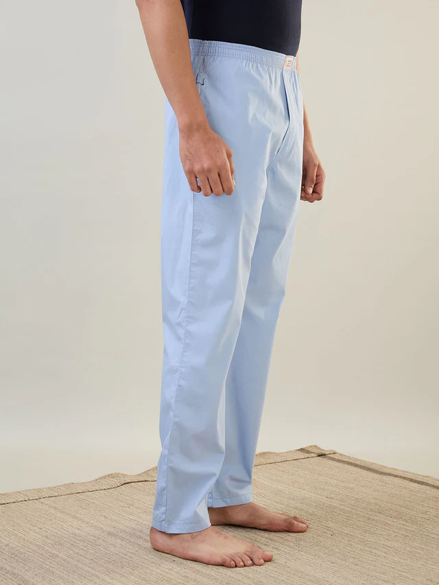 Sleepz Men Blue Solid Regular Fit Cotton Pyjama - Image 5