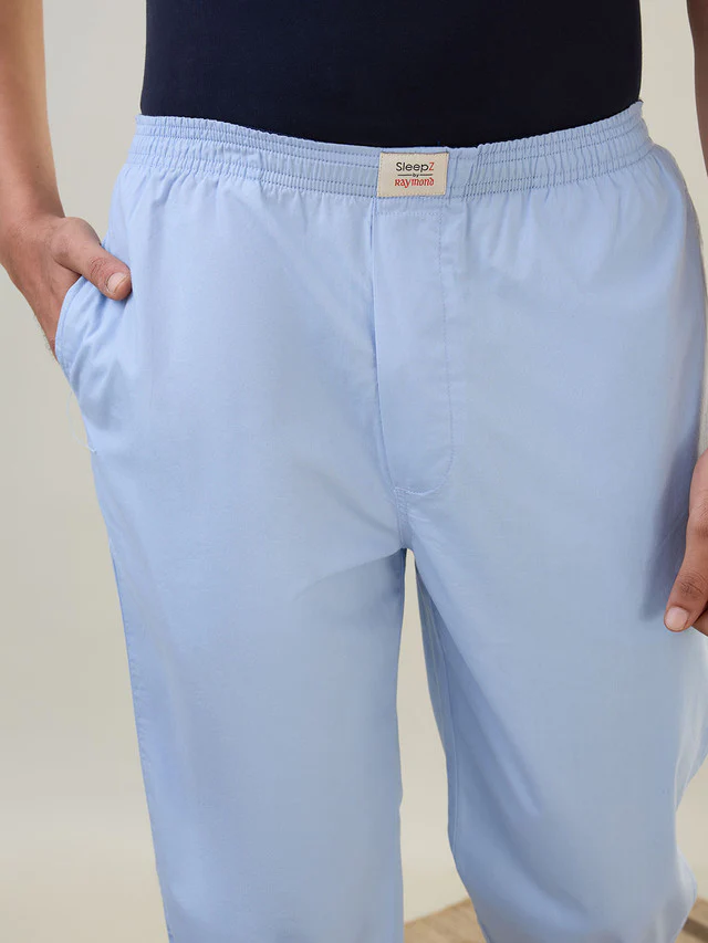 Sleepz Men Blue Solid Regular Fit Cotton Pyjama - Image 7