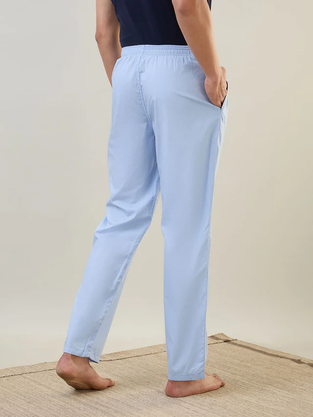 Sleepz Men Blue Solid Regular Fit Cotton Pyjama - Image 8