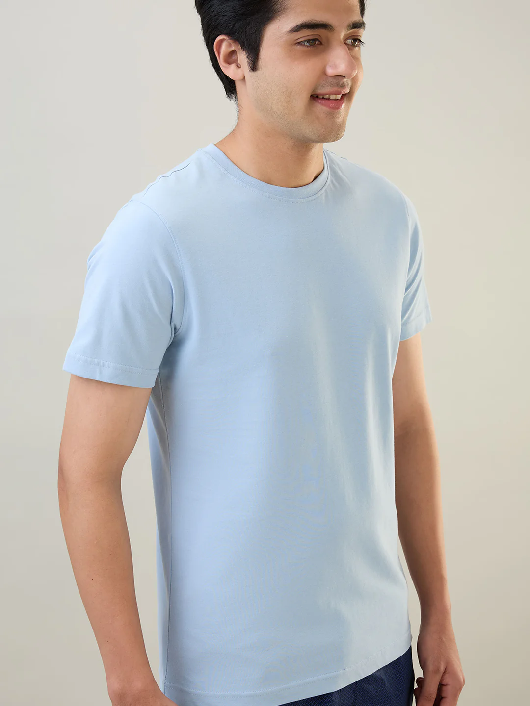 Sleepz Men Blue Solid Regular Fit Cotton T-Shirt - Image 6