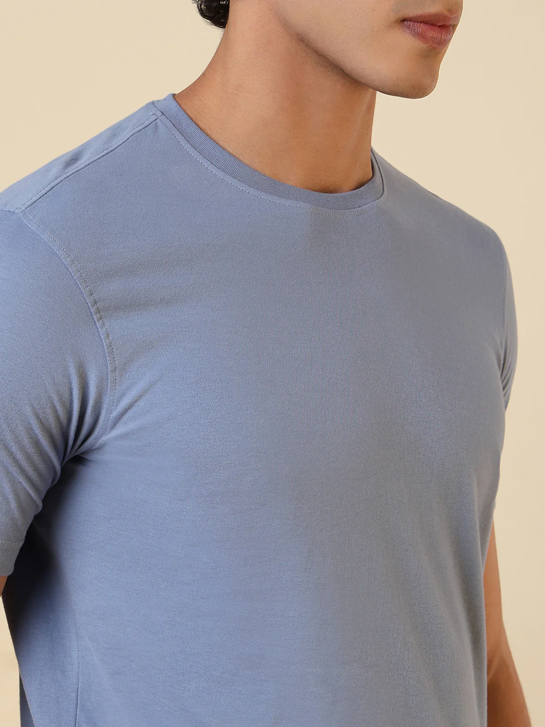 Sleepz Men Blue Solid Regular Fit Cotton T-Shirt - Image 6