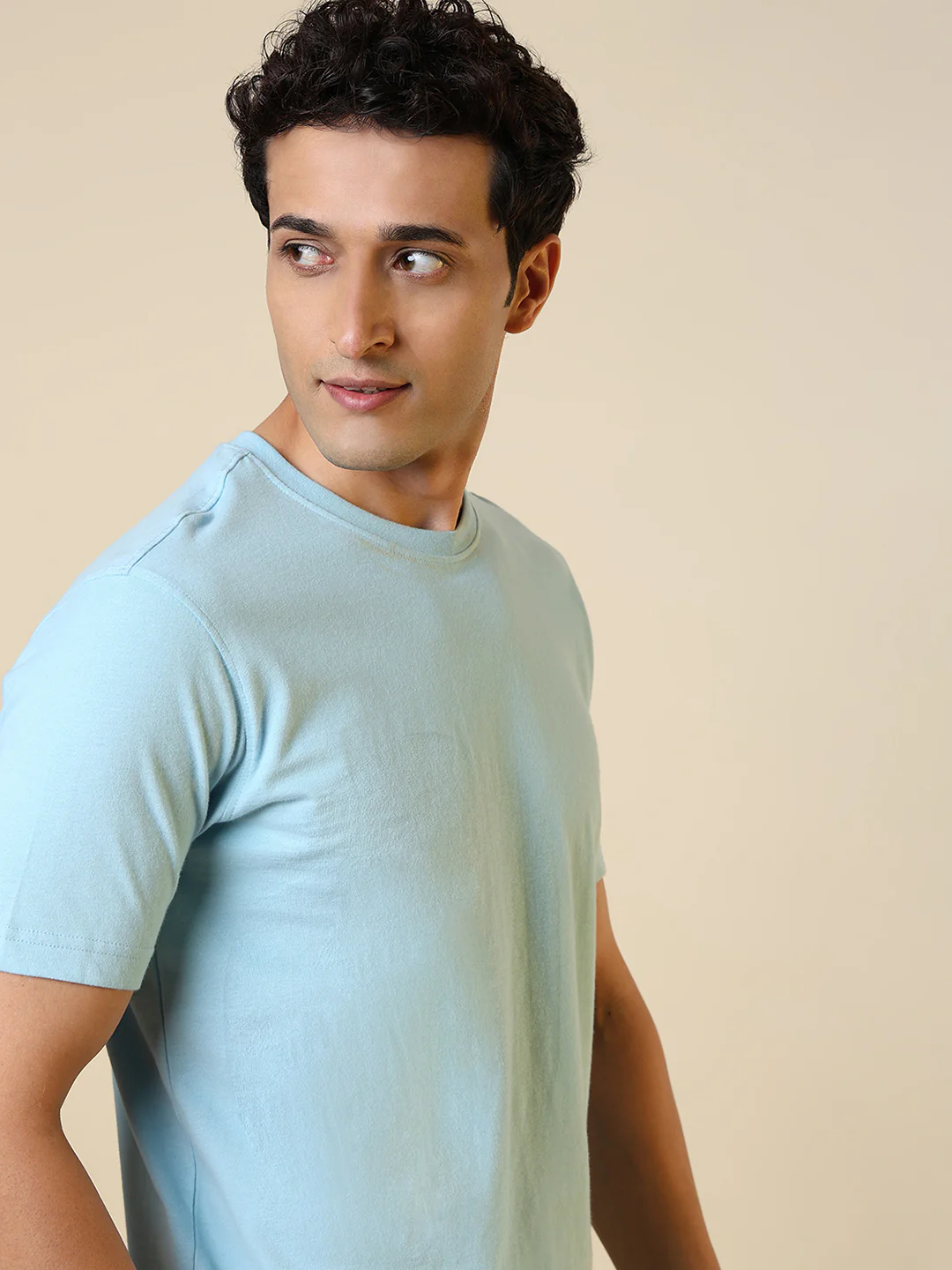 Sleepz Men Blue Solid Regular Fit Cotton T-Shirt - Image 6