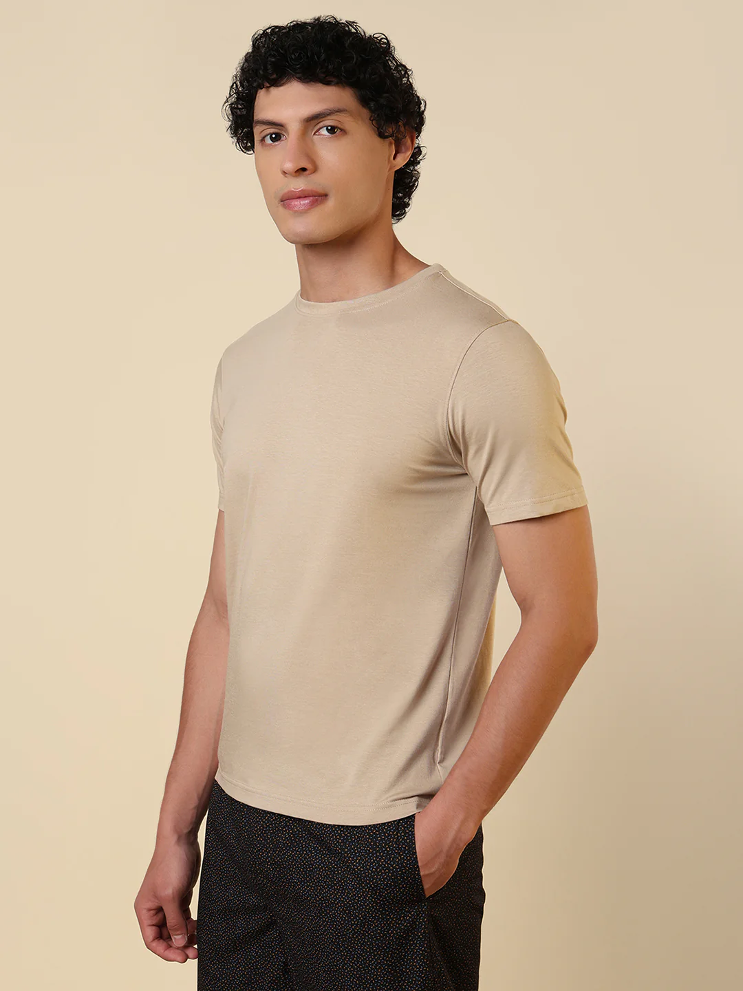 Sleepz Men Brown Solid Regular Fit Cotton Blend T-Shirt - Image 2
