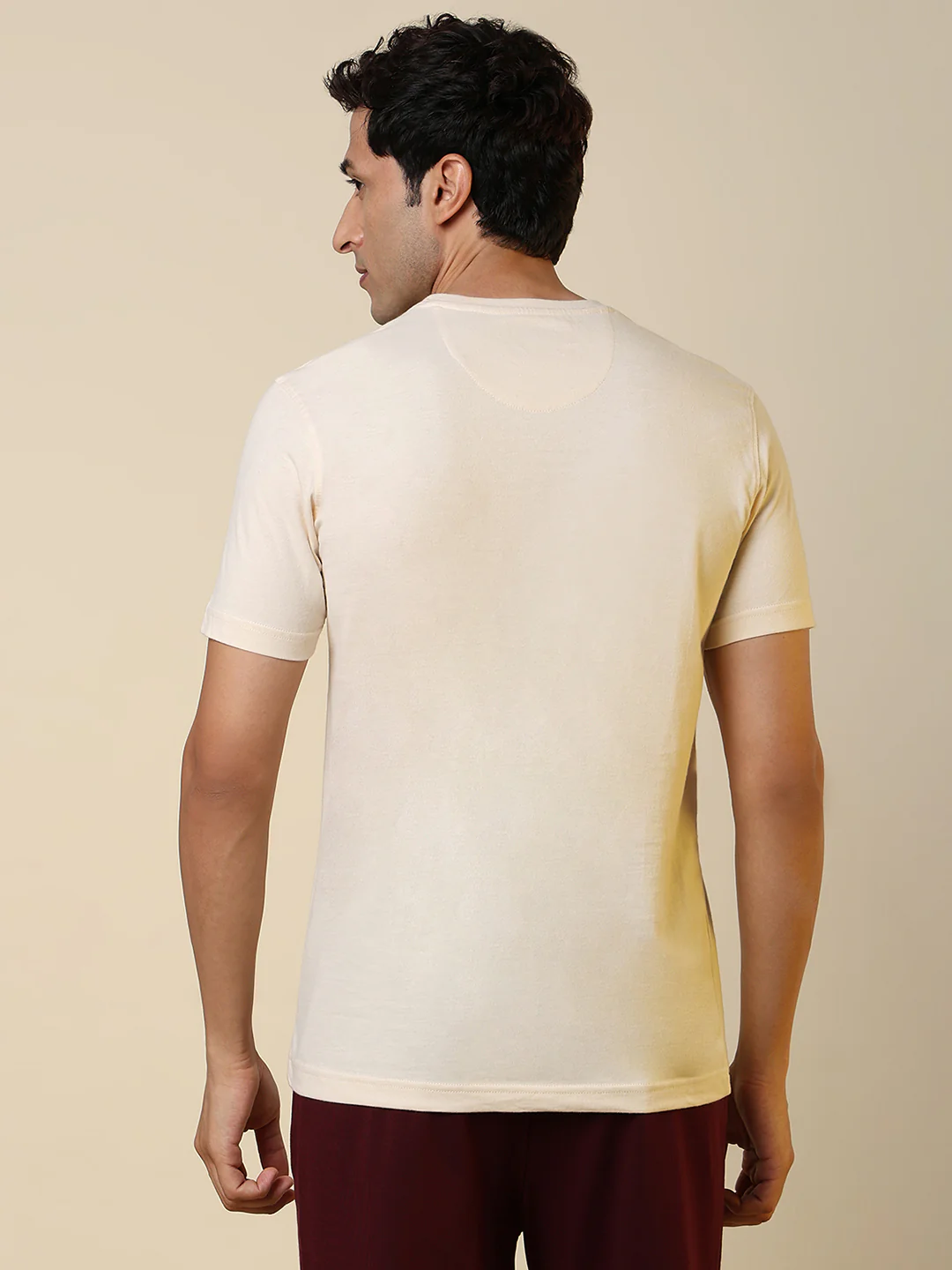 Sleepz Men Brown Solid Regular Fit Cotton T-Shirt - Image 4