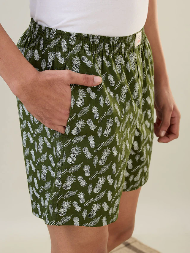Sleepz Men Green Print Regular Fit Cotton Boxer - Image 5