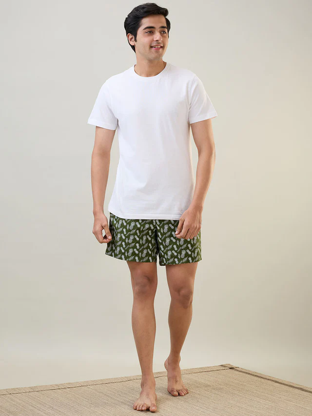 Sleepz Men Green Print Regular Fit Cotton Boxer - Image 7