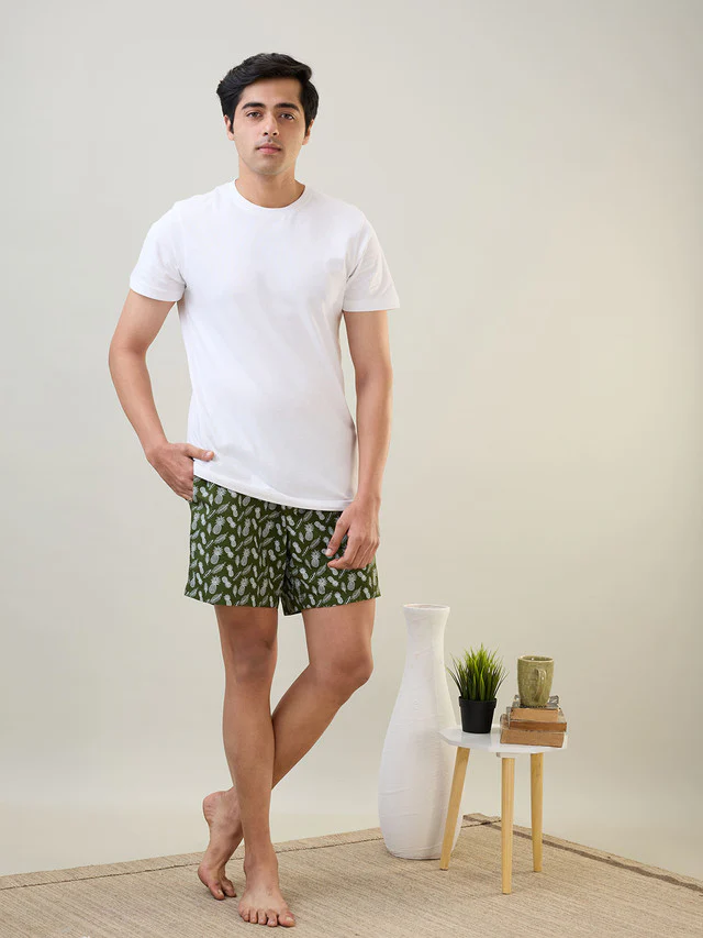 Sleepz Men Green Print Regular Fit Cotton Boxer - Image 8
