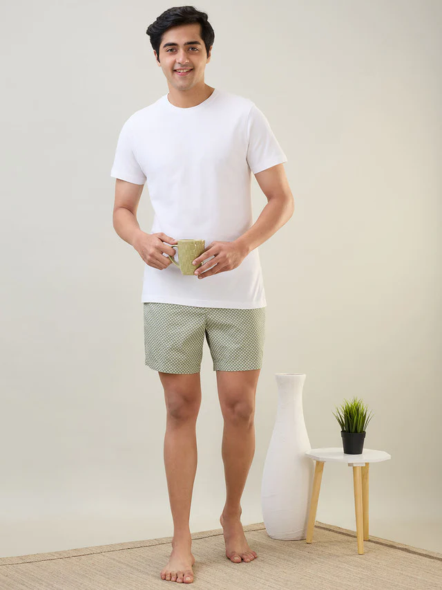 Sleepz Men Green Print Regular Fit Cotton Boxer - Image 8
