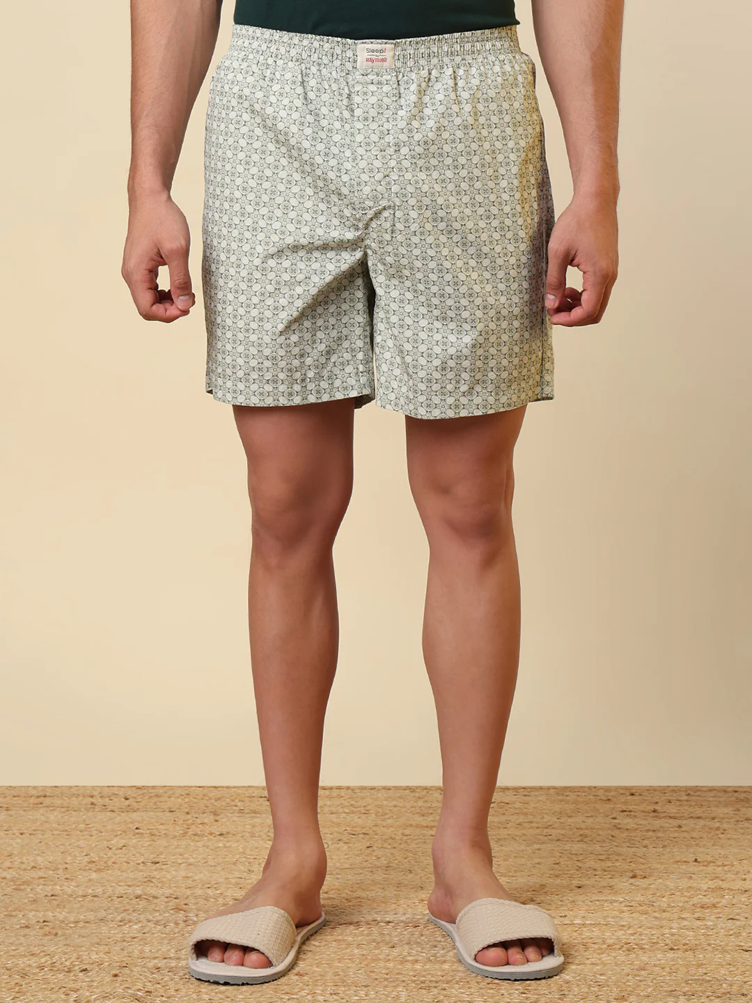 Sleepz Men Green Printed Regular Fit Cotton Boxer
