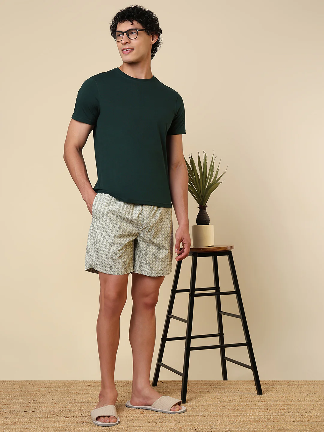 Sleepz Men Green Printed Regular Fit Cotton Boxer - Image 5