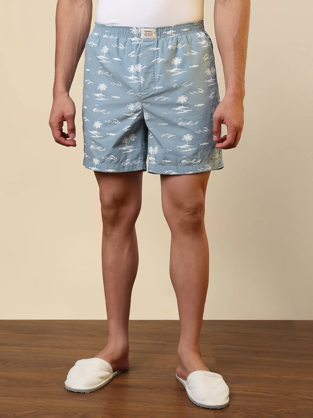Sleepz Men Grey Printed Regular Fit Cotton Boxer