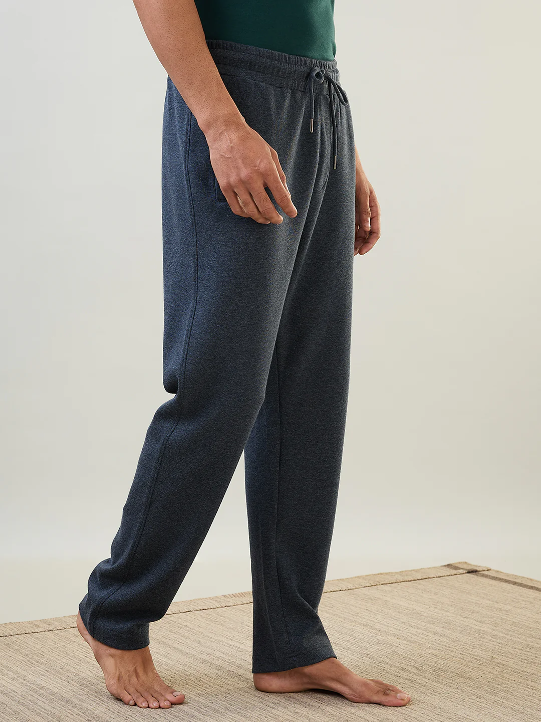 Sleepz Men Grey Solid Regular Fit Cotton Blend Trackpant - Image 2