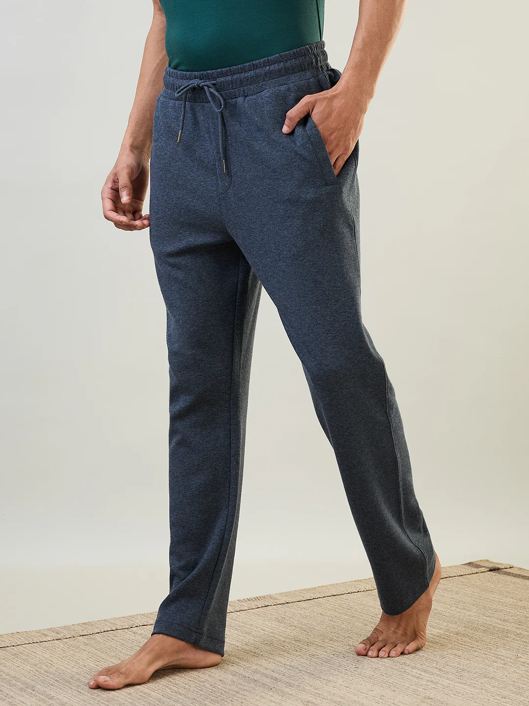 Sleepz Men Grey Solid Regular Fit Cotton Blend Trackpant - Image 3