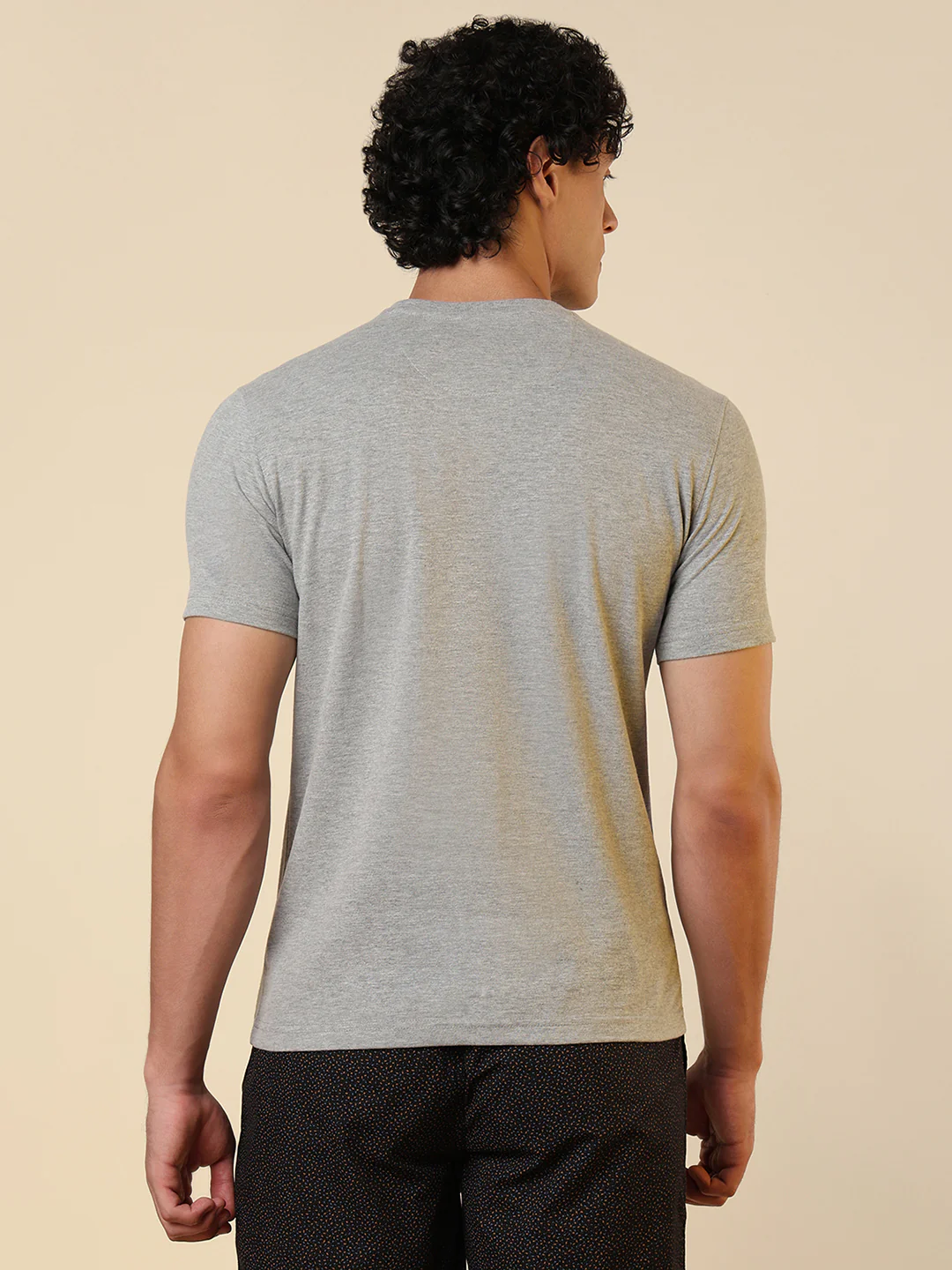 Sleepz Men Grey Solid Regular Fit Cotton T-Shirt - Image 4