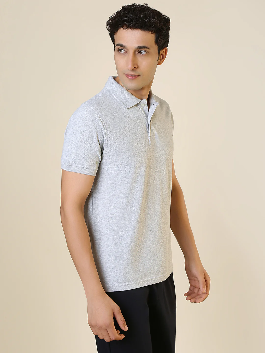 Sleepz Men Grey Solid Regular Fit Cotton T-Shirt - Image 3