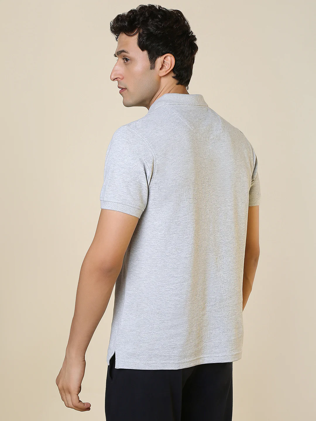 Sleepz Men Grey Solid Regular Fit Cotton T-Shirt - Image 4