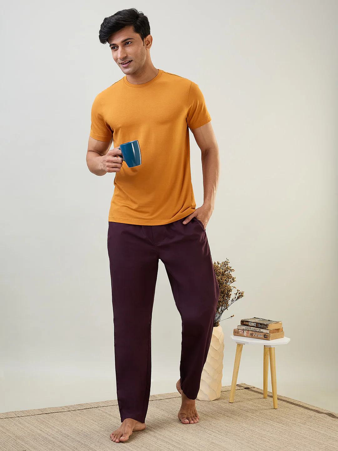 Sleepz Men Maroon Solid Regular Fit Cotton Pyjama - Image 7