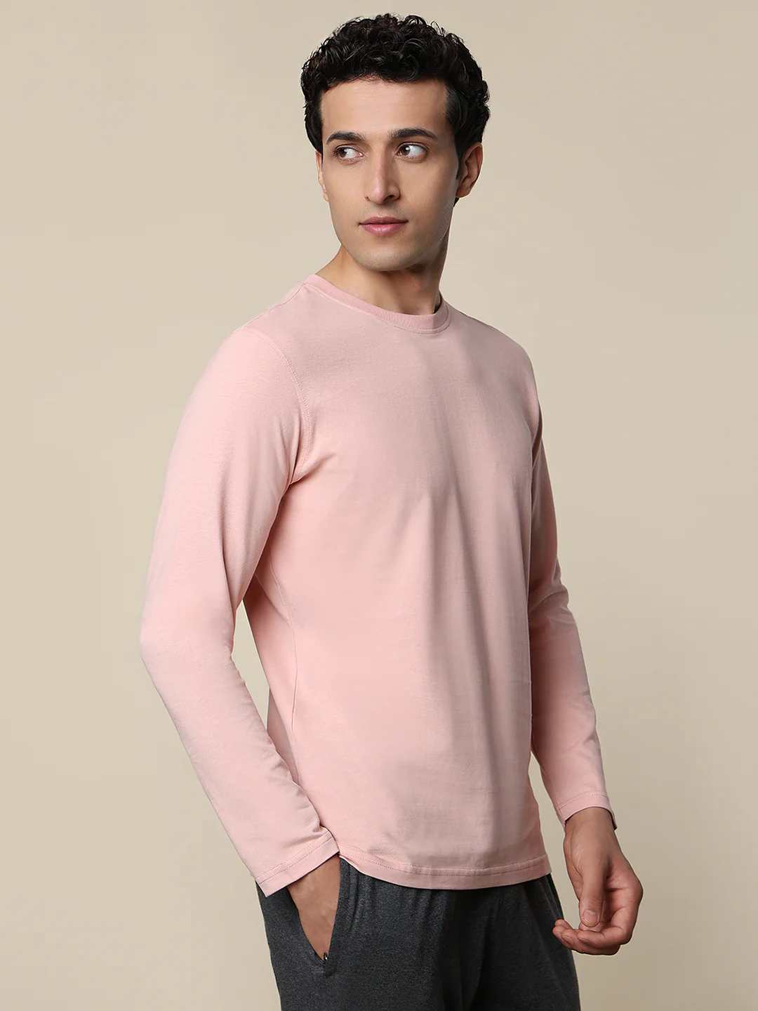 Sleepz Men Orange Solid Regular Fit Cotton T-Shirt - Image 3