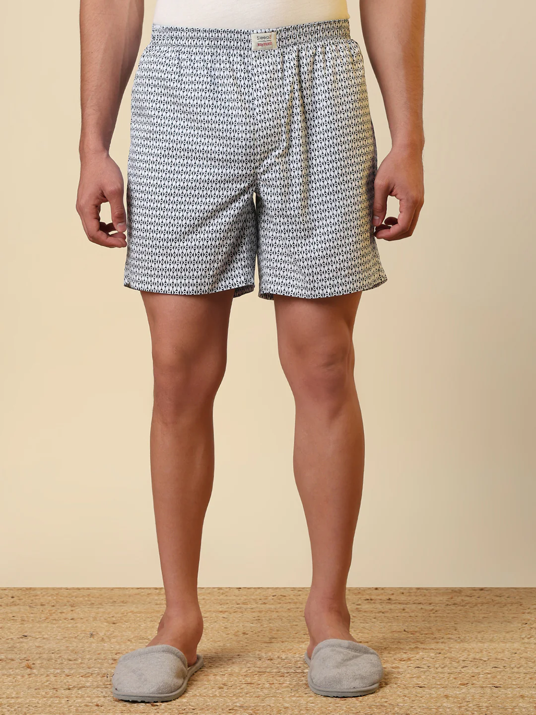Sleepz Men White Printed Regular Fit Cotton Boxer