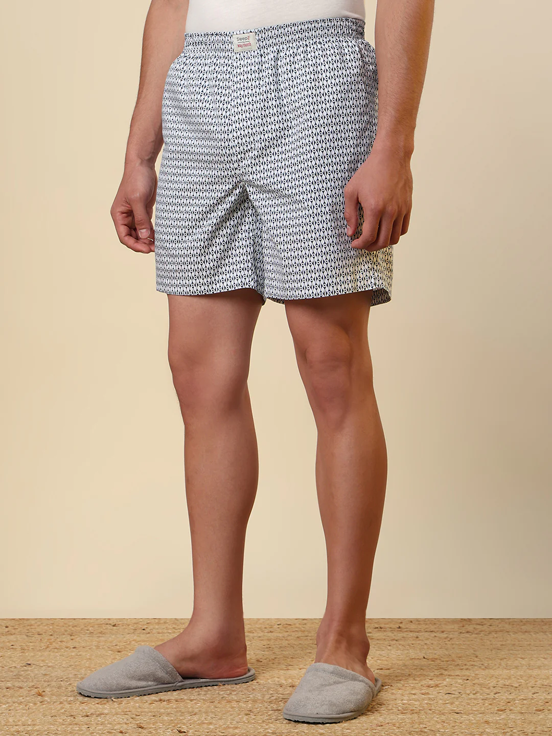 Sleepz Men White Printed Regular Fit Cotton Boxer - Image 2