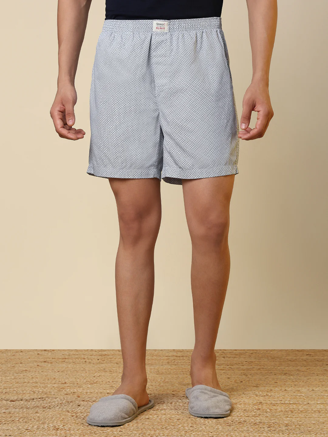 Sleepz Men White Printed Regular Fit Cotton Boxer