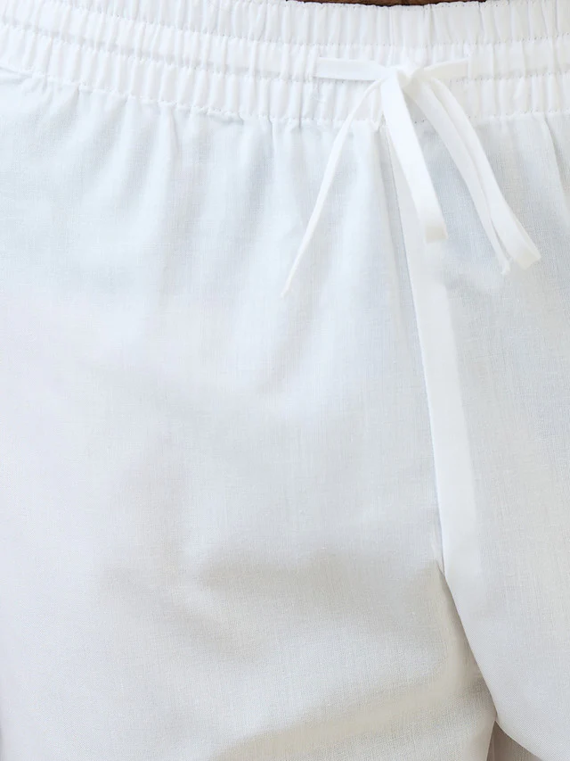Sleepz Men White Comfort Fit Solid Kurta Set - Image 6