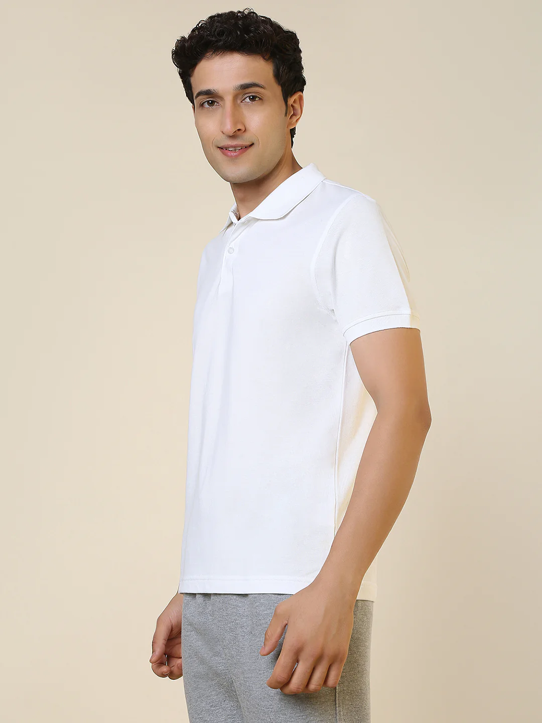 Sleepz Men White Solid Regular Fit Cotton T-Shirt - Image 2